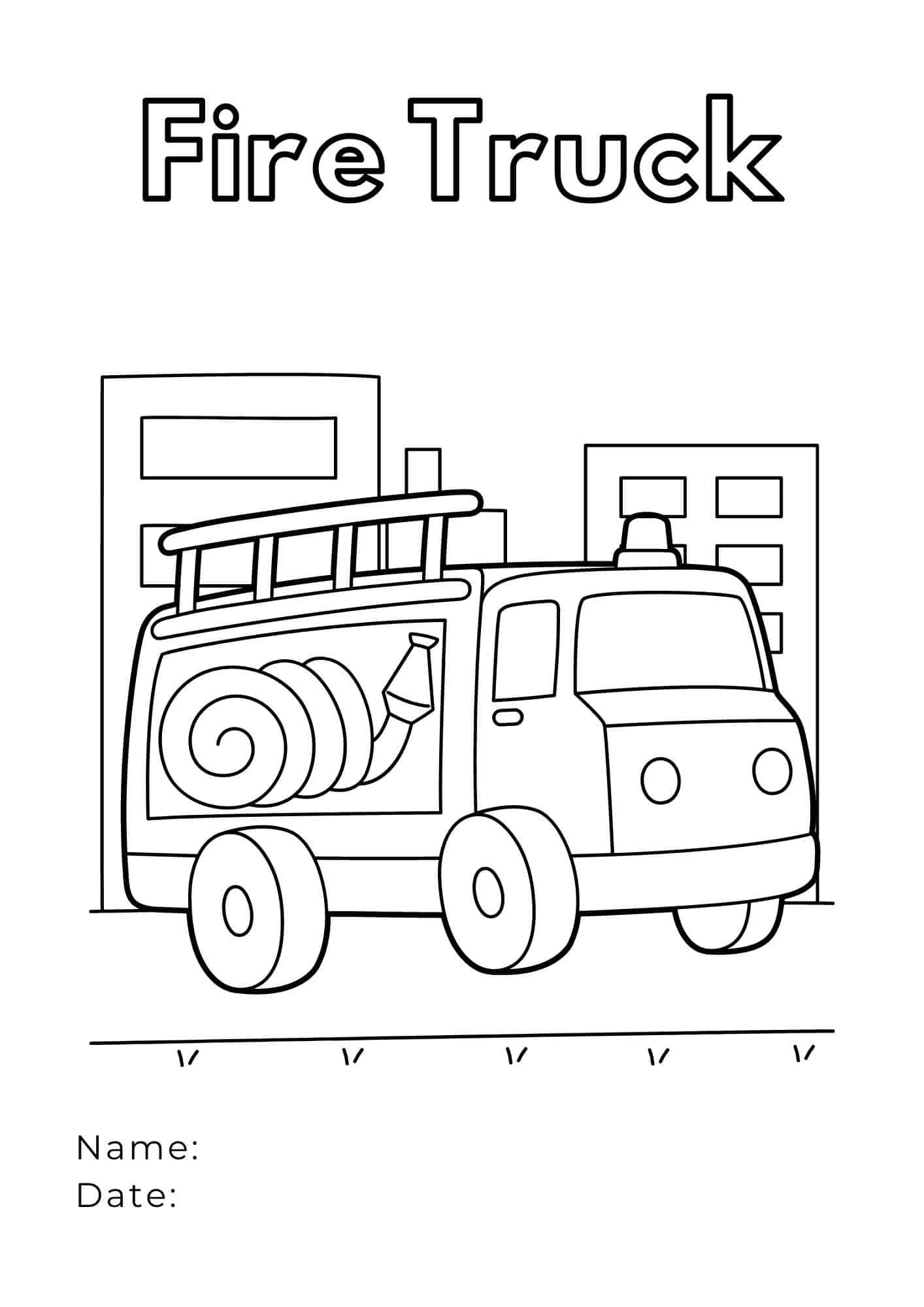 Dibujo de Carro de Bomberos para Colorear y Imprimir
