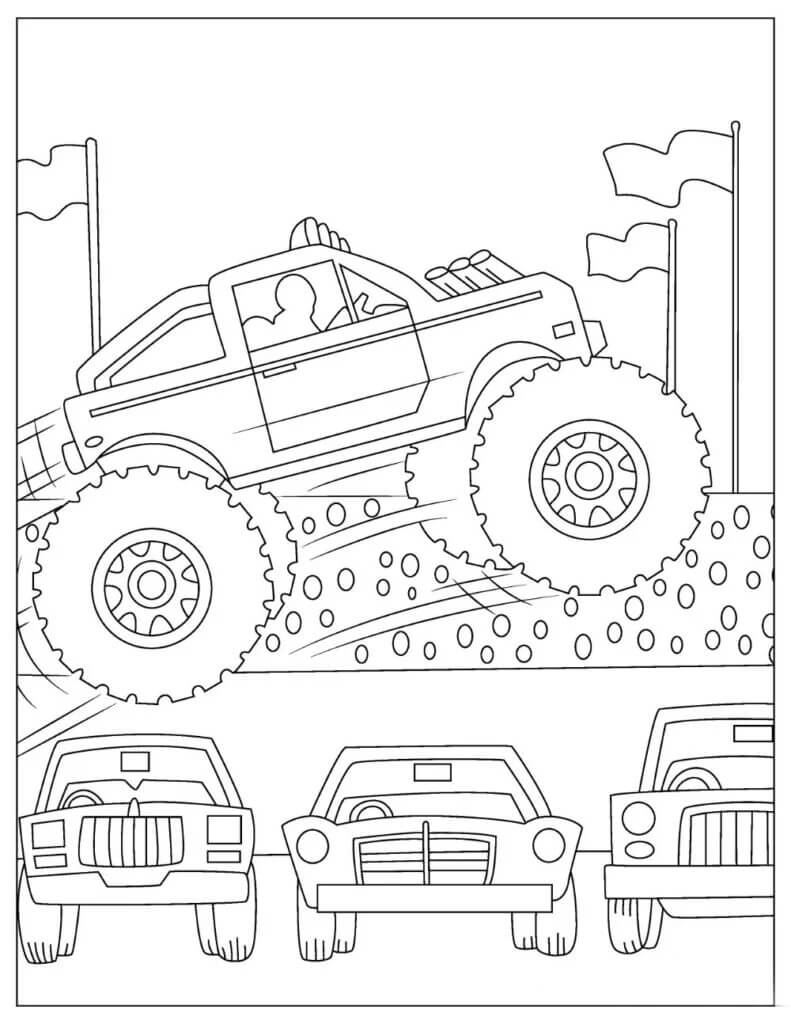 Dibujo de Impresionante Camión Monstruo para Colorear y Imprimir