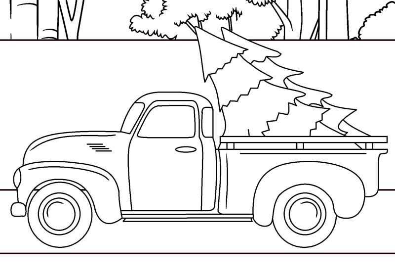 Dibujo de Transporte de Camiones de Pino para Colorear y Imprimir