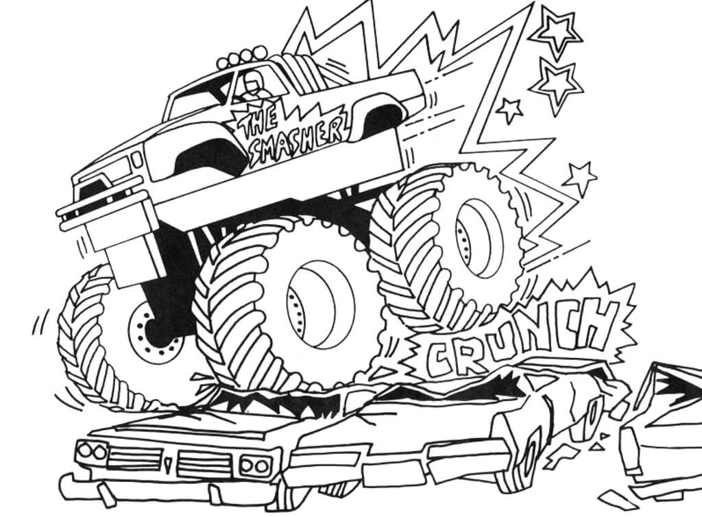 dibujo gran camion monstruo imprimir y colorear