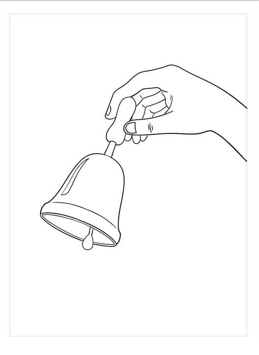 Dibujo de Mano Sosteniendo La Campana para Colorear y Imprimir
