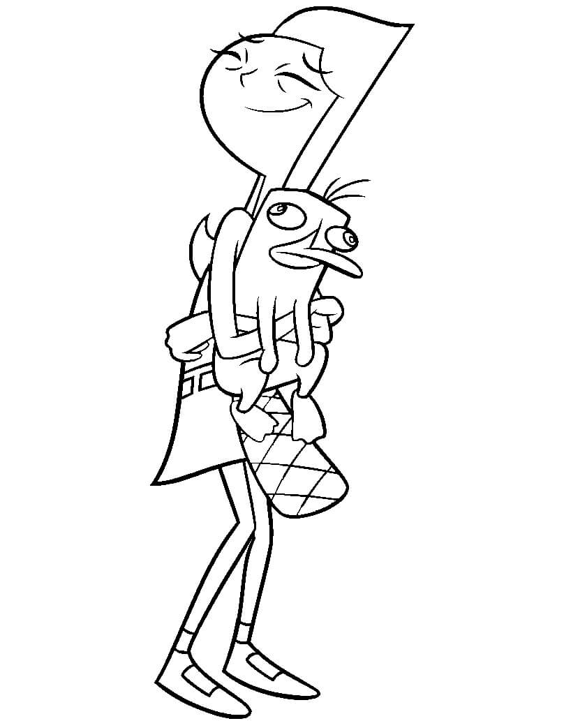 Dibujo de Candace Abrazando a Perry para Colorear y Imprimir