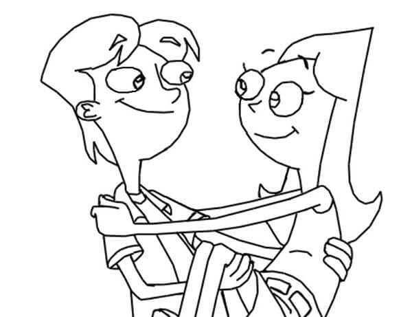 Dibujo de Jeremy Abrazando a Candace para Colorear y Imprimir