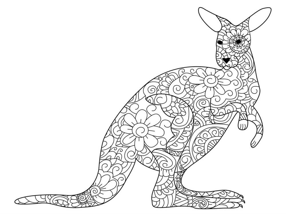 Dibujo de Mándala Canguro para Colorear y Imprimir