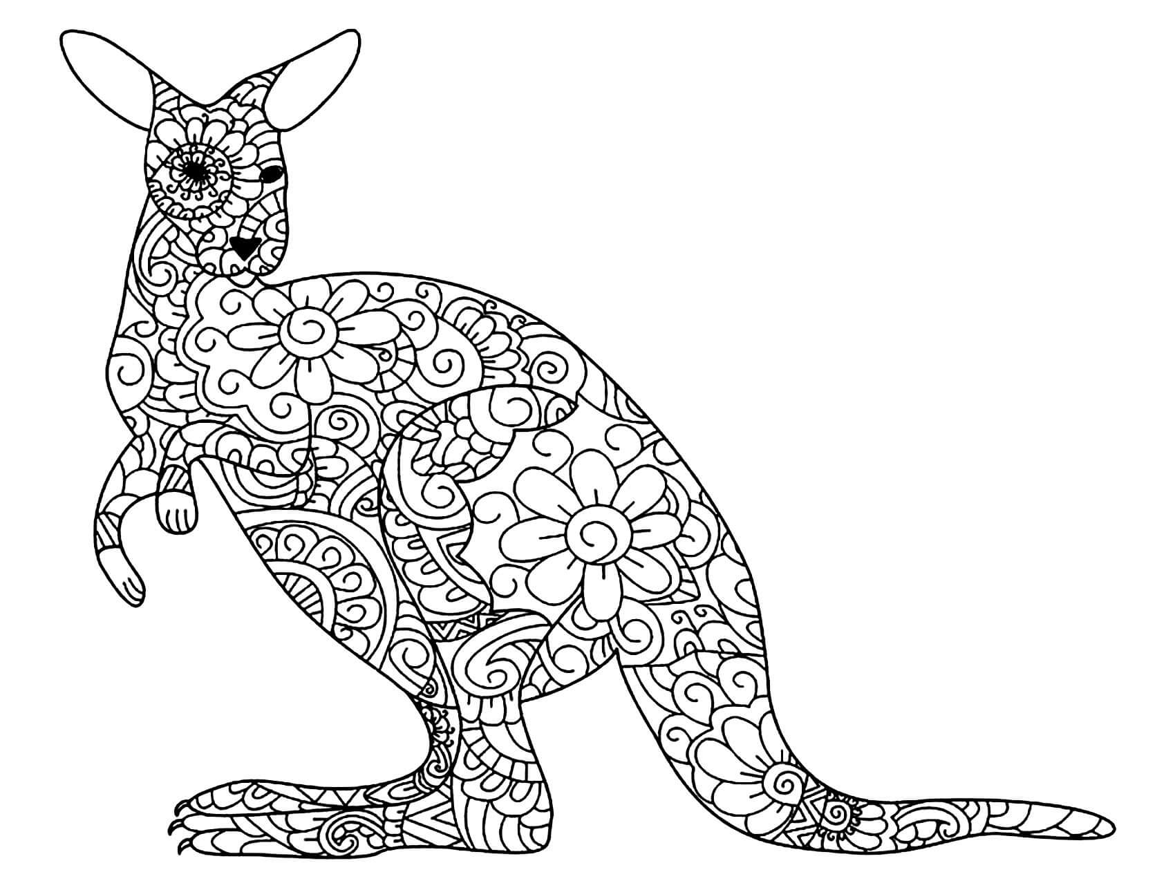 dibujo el canguro es para adultos para imprimir y colorear