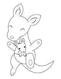 dibujo lindo madre y bebe canguro para imprimir y colorear