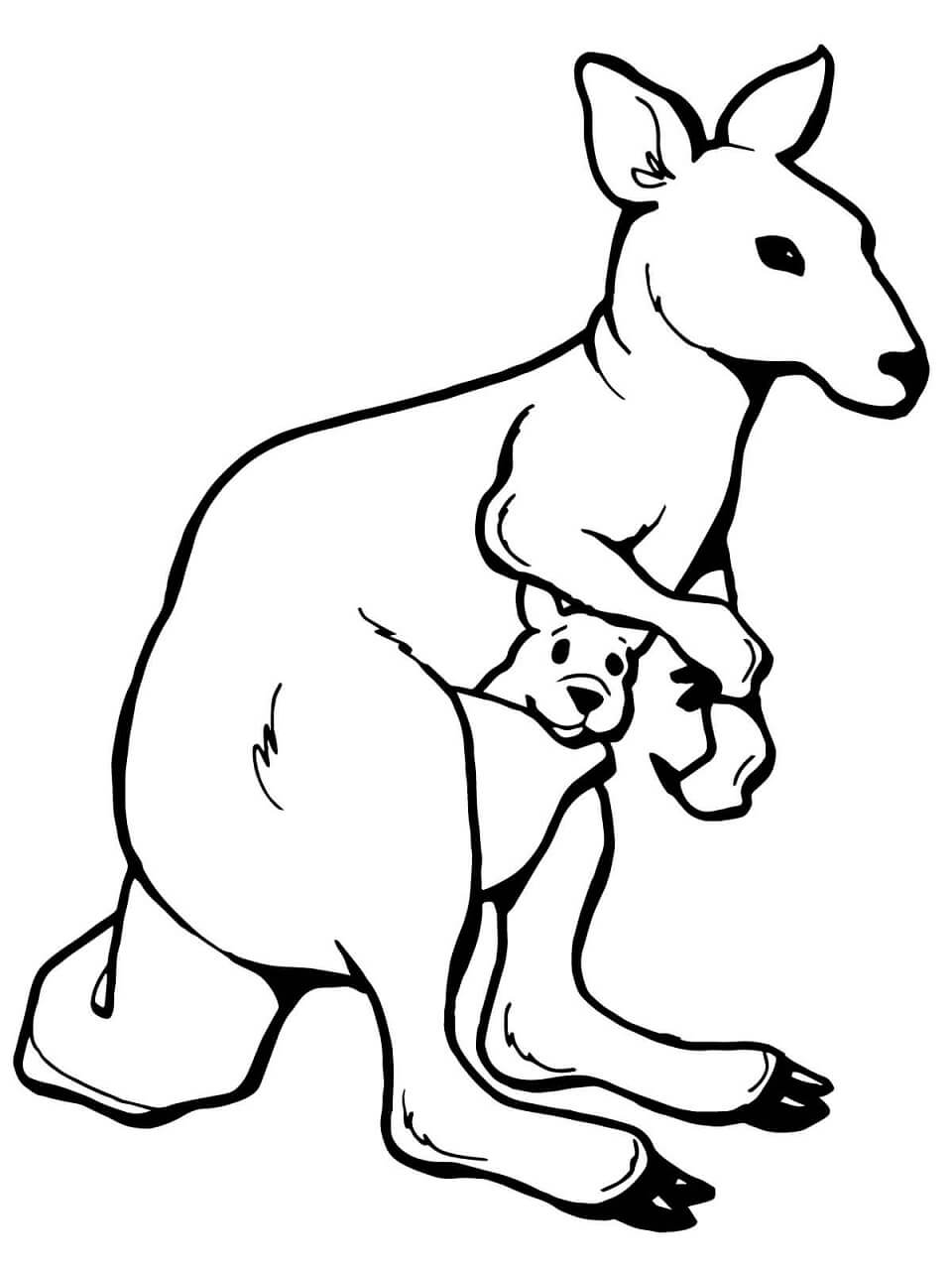 dibujo madre y bebe canguro lectura para imprimir y colorear