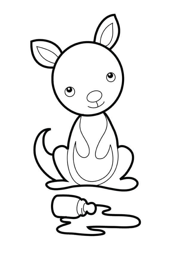 dibujo pequeno canguro para imprimir y colorear