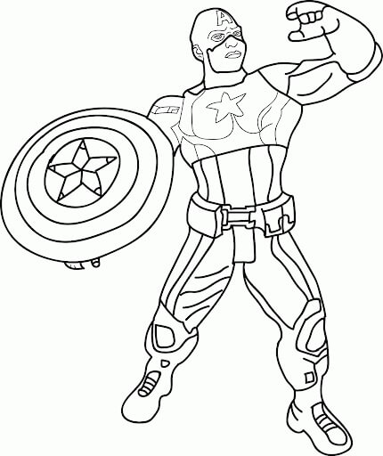 Dibujo de Adorable Capitán América para Colorear y Imprimir