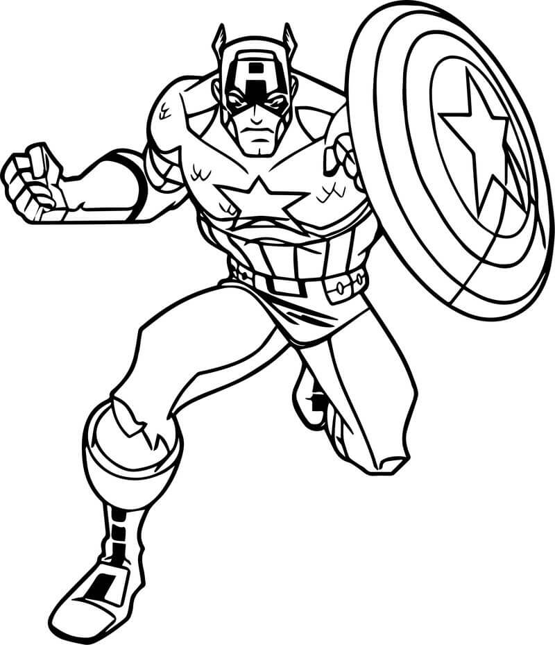 Dibujo de Capitán América de Dibujos Animados para Colorear y Imprimir