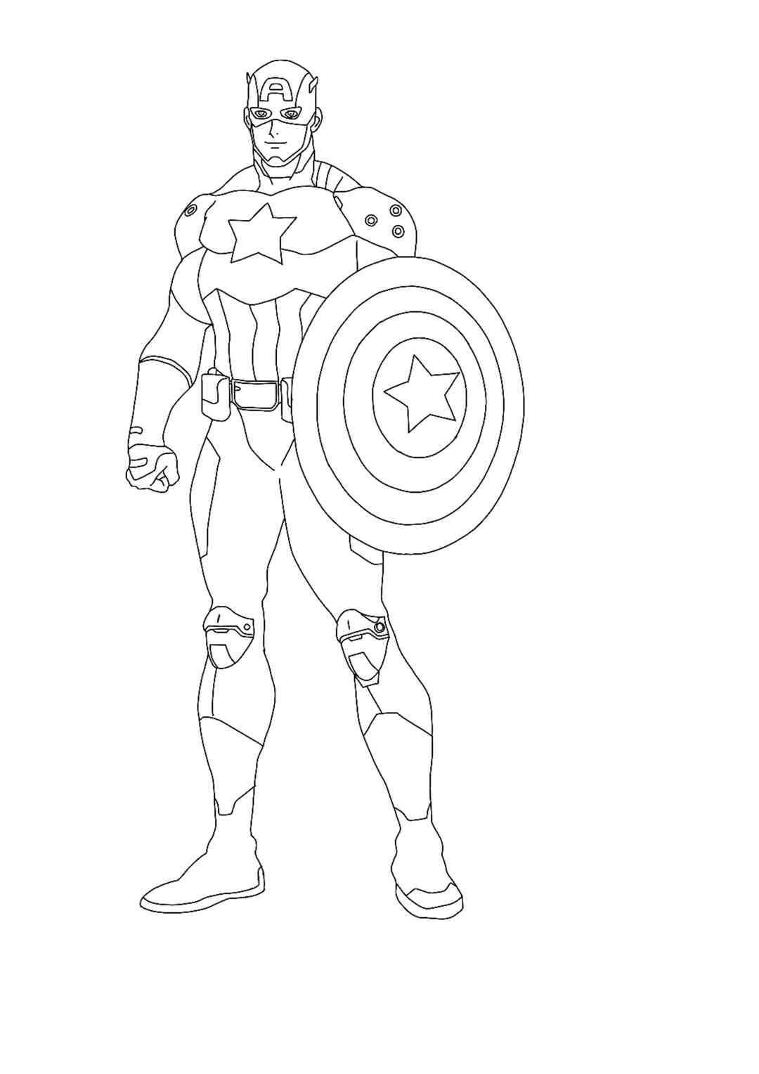 Dibujo de Capitán América de Pie para Colorear y Imprimir