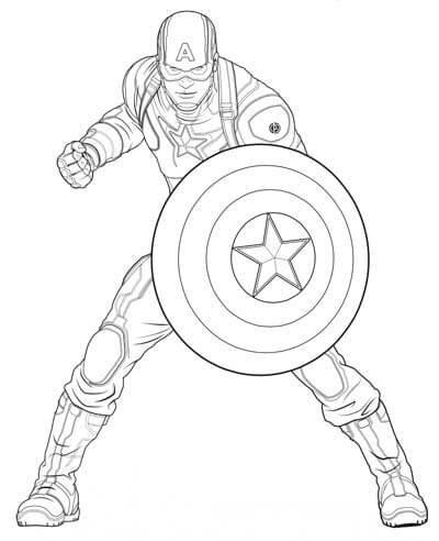 Dibujo de Capitán América Luchando para Colorear y Imprimir