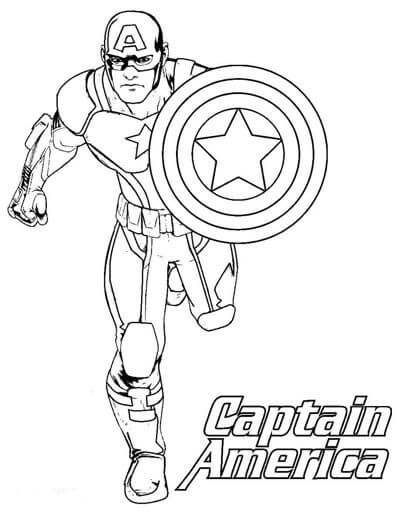 Dibujo de Captain América Corriendo para Colorear y Imprimir