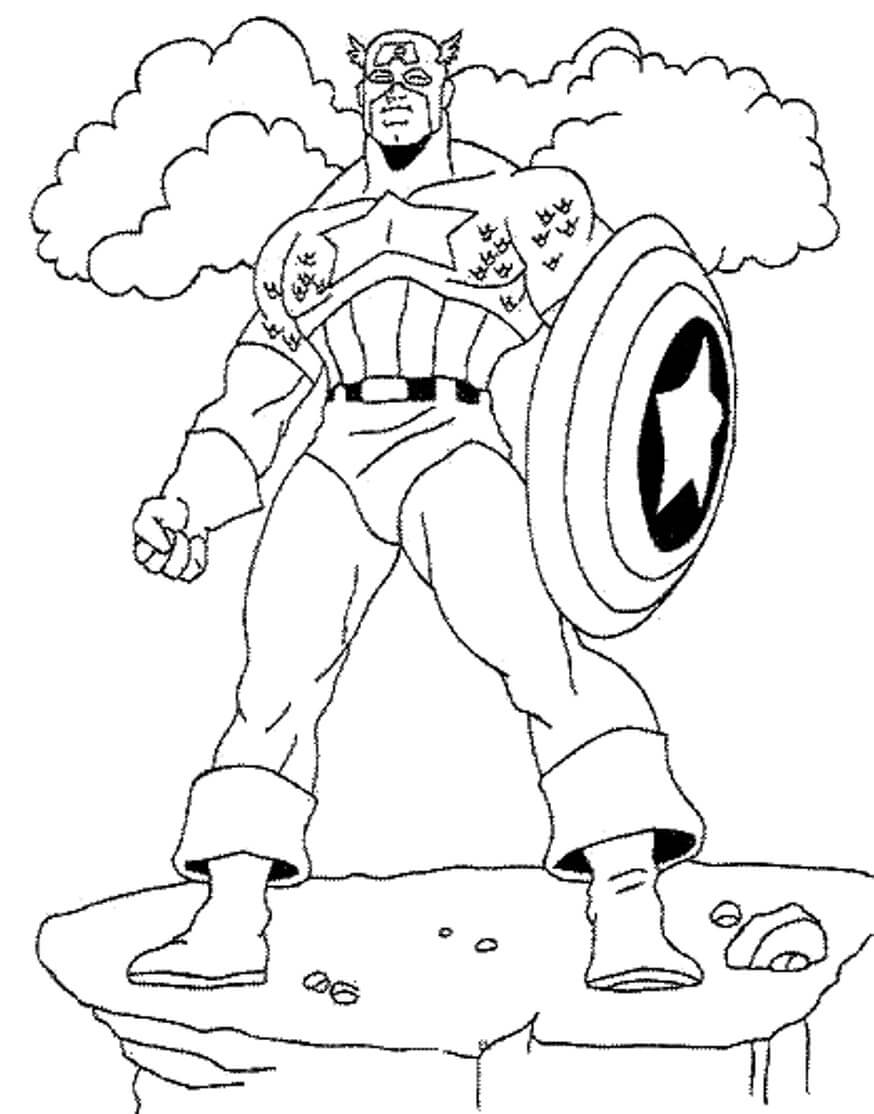 Dibujo de Captain América para Colorear y Imprimir