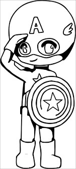 Dibujo de Chibi Capitán América Sonriendo para Colorear y Imprimir