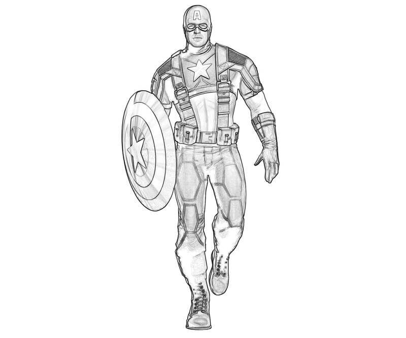 Dibujo de Dibujar Al Capitán América Caminando para Colorear y Imprimir
