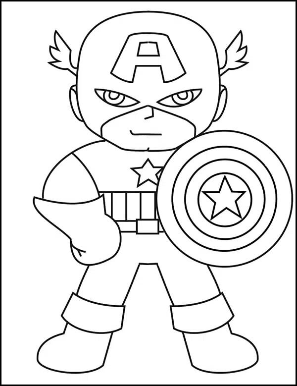 Dibujo de Dibujo Capitán América Sonriendo para Colorear y Imprimir