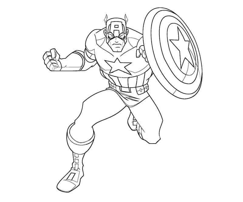 Dibujo de Dibujos Animados de Capitán América de Marvel para Colorear y Imprimir