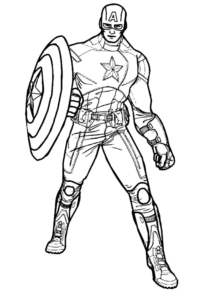 Dibujo de Genial Capitán América para Colorear y Imprimir