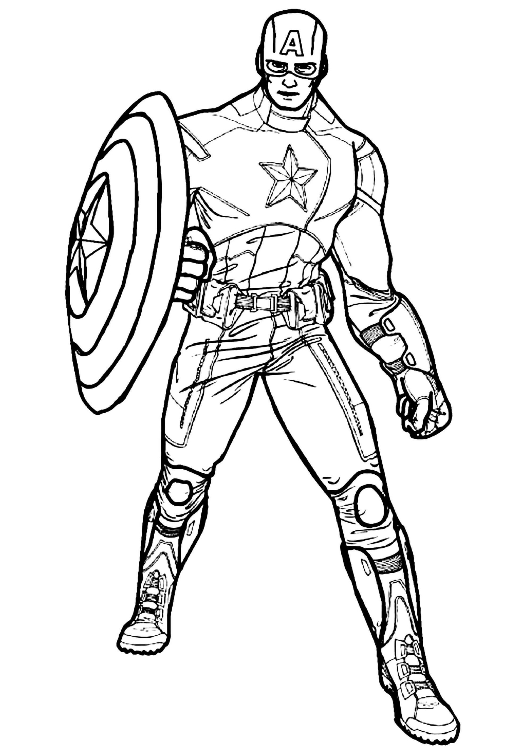 Dibujo de Genial Capitán América para Colorear y Imprimir