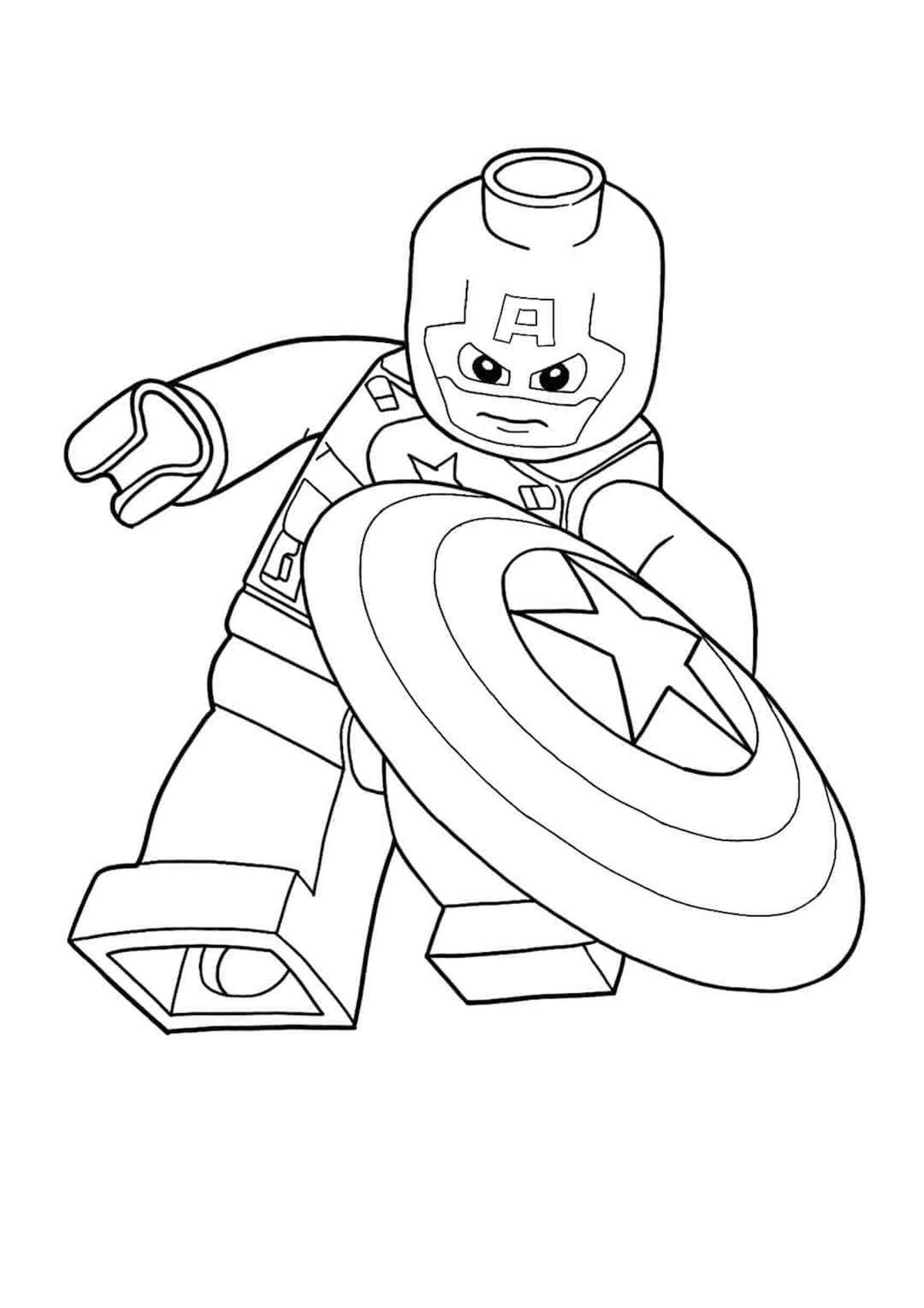 Dibujo de Genial Lego Capitán América para Colorear y Imprimir