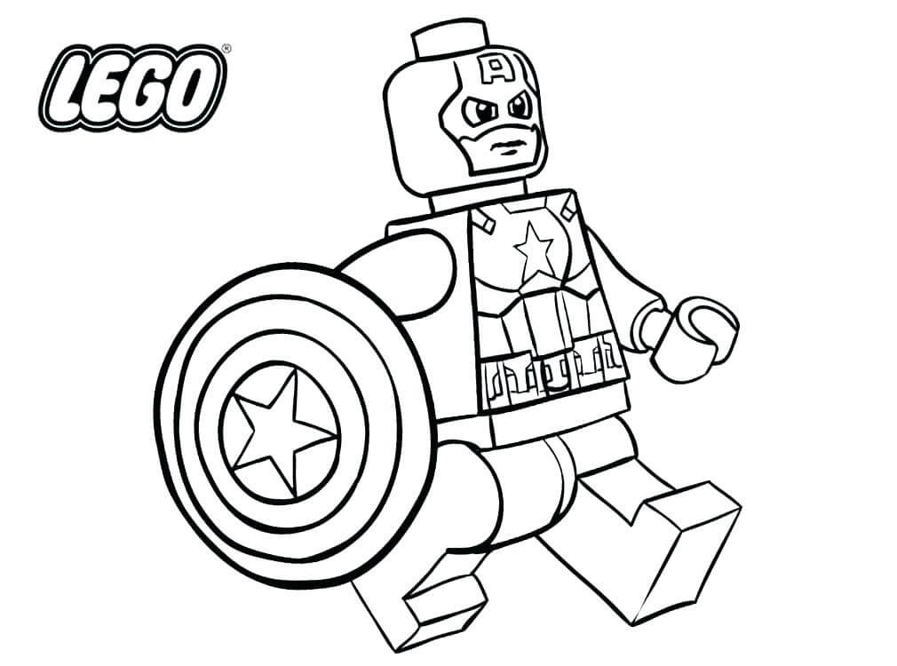 Dibujo de Lego Capitán América Caminando para Colorear y Imprimir