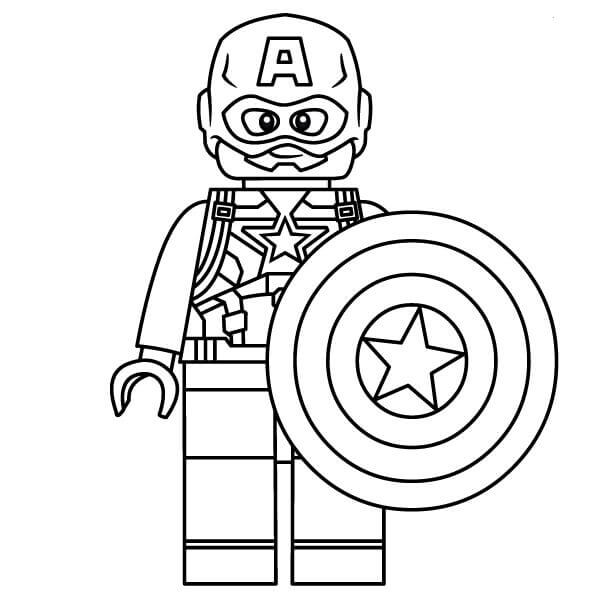 Dibujo de Lego Captain América para Colorear y Imprimir