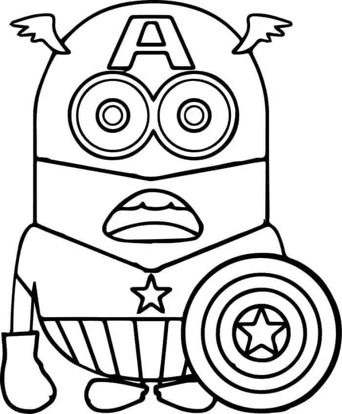 Dibujo de Minion Captain América para Colorear y Imprimir