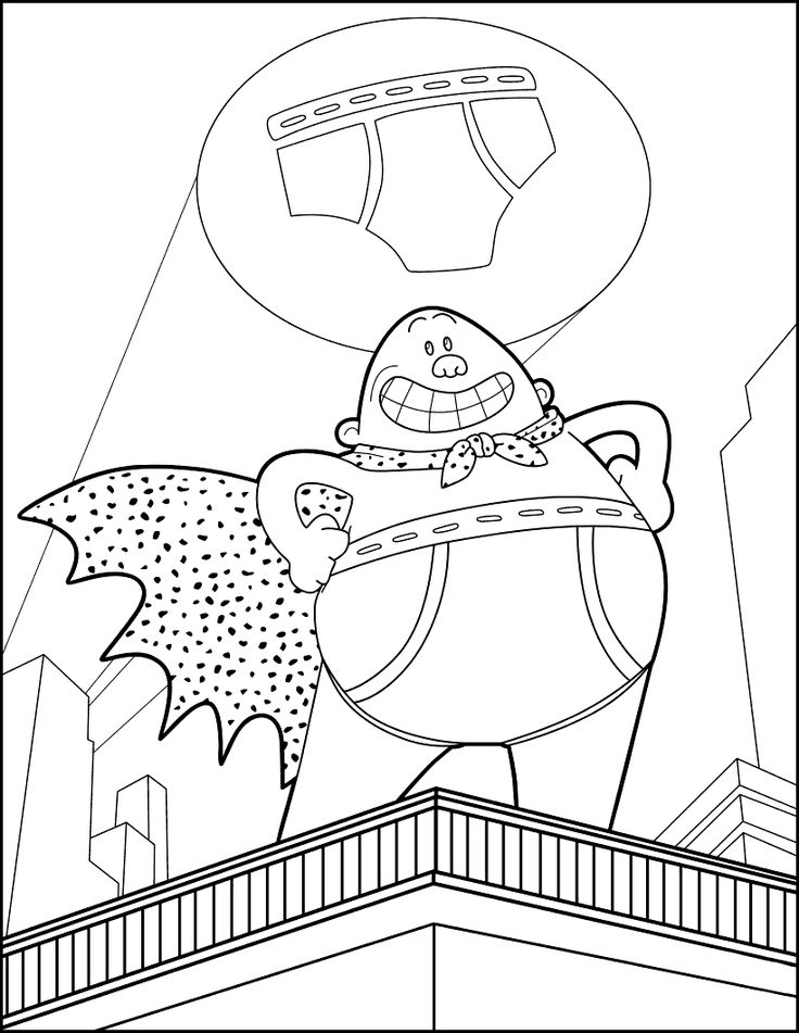 Dibujo de Capitán Calzoncillos Con Símbolo de Calzoncillos para Colorear y Imprimir
