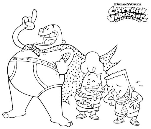 Dibujo de Capitán Calzoncillos Divertido para Colorear y Imprimir