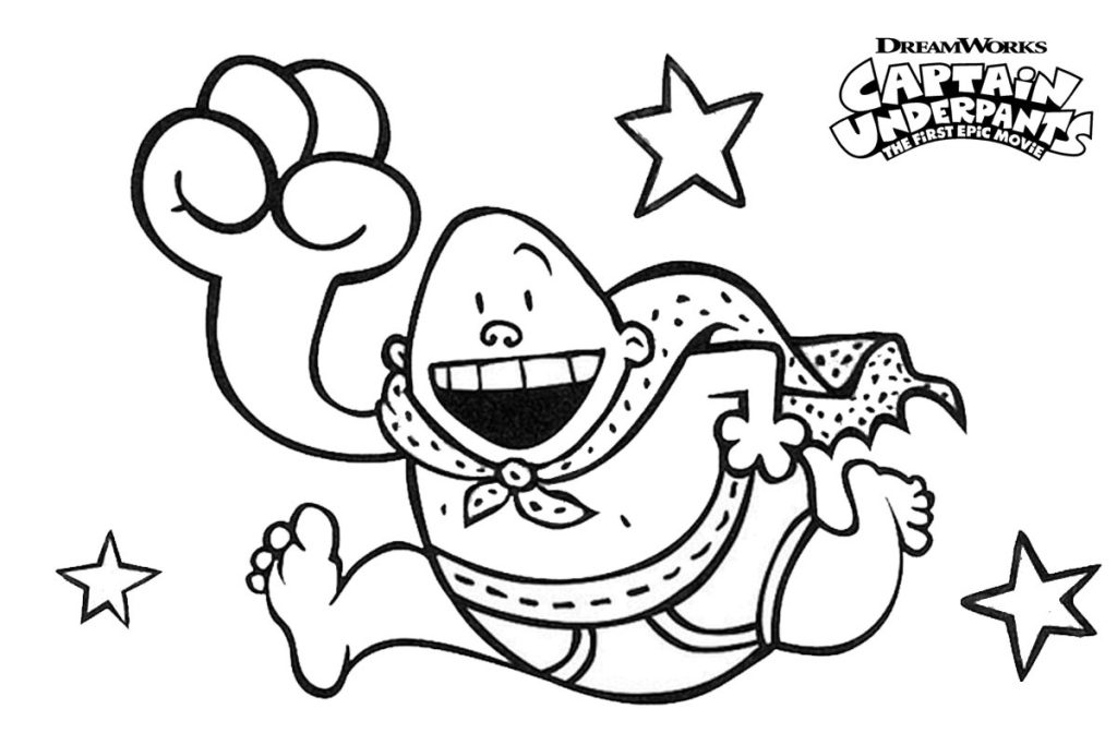 Dibujo de Captain Underpants With Stars para Colorear y Imprimir