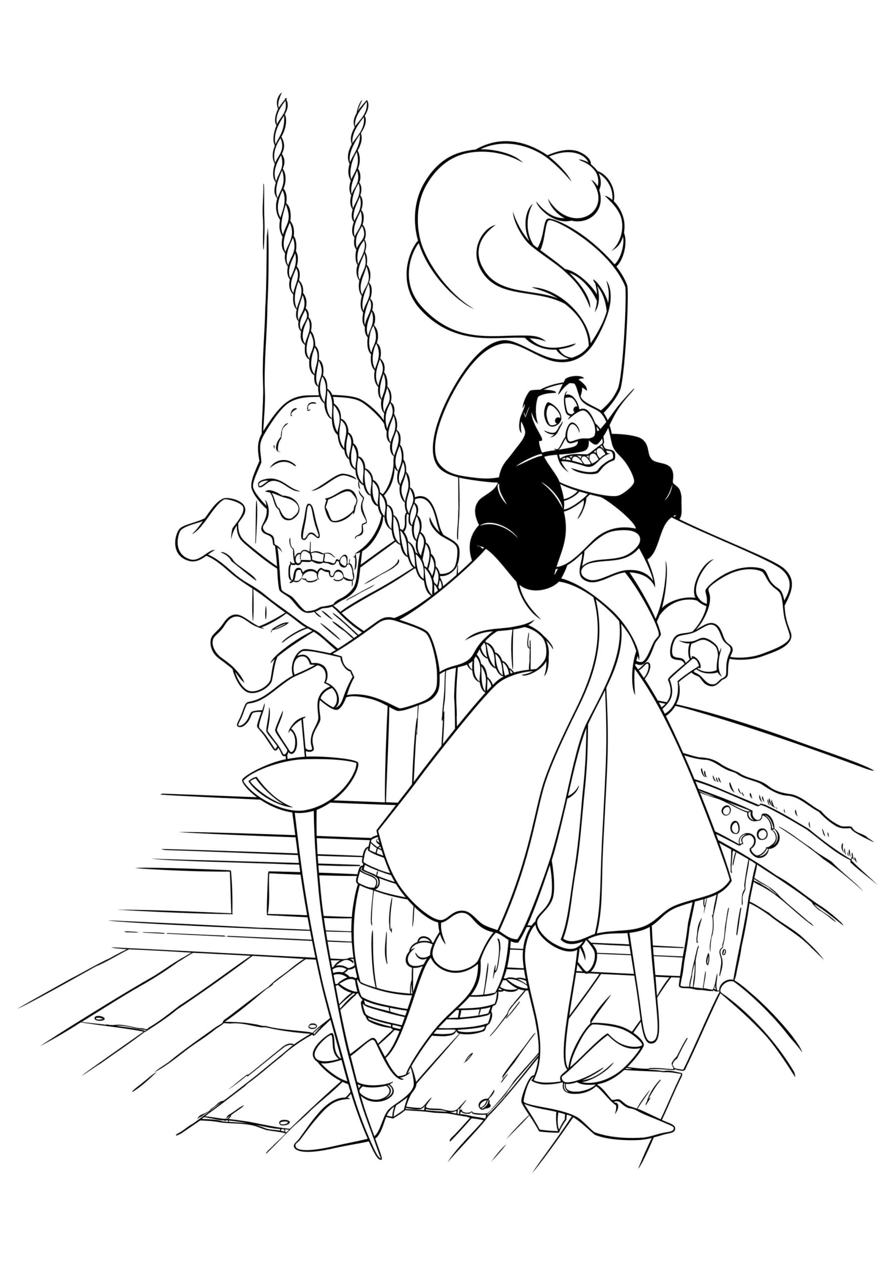 dibujo capitan garfio divertido imprimible para colorear