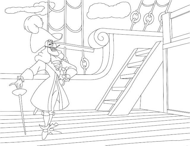 dibujo capitan garfio feliz para colorear