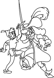 dibujo capitan garfio vs peter pan en barcos para colorear