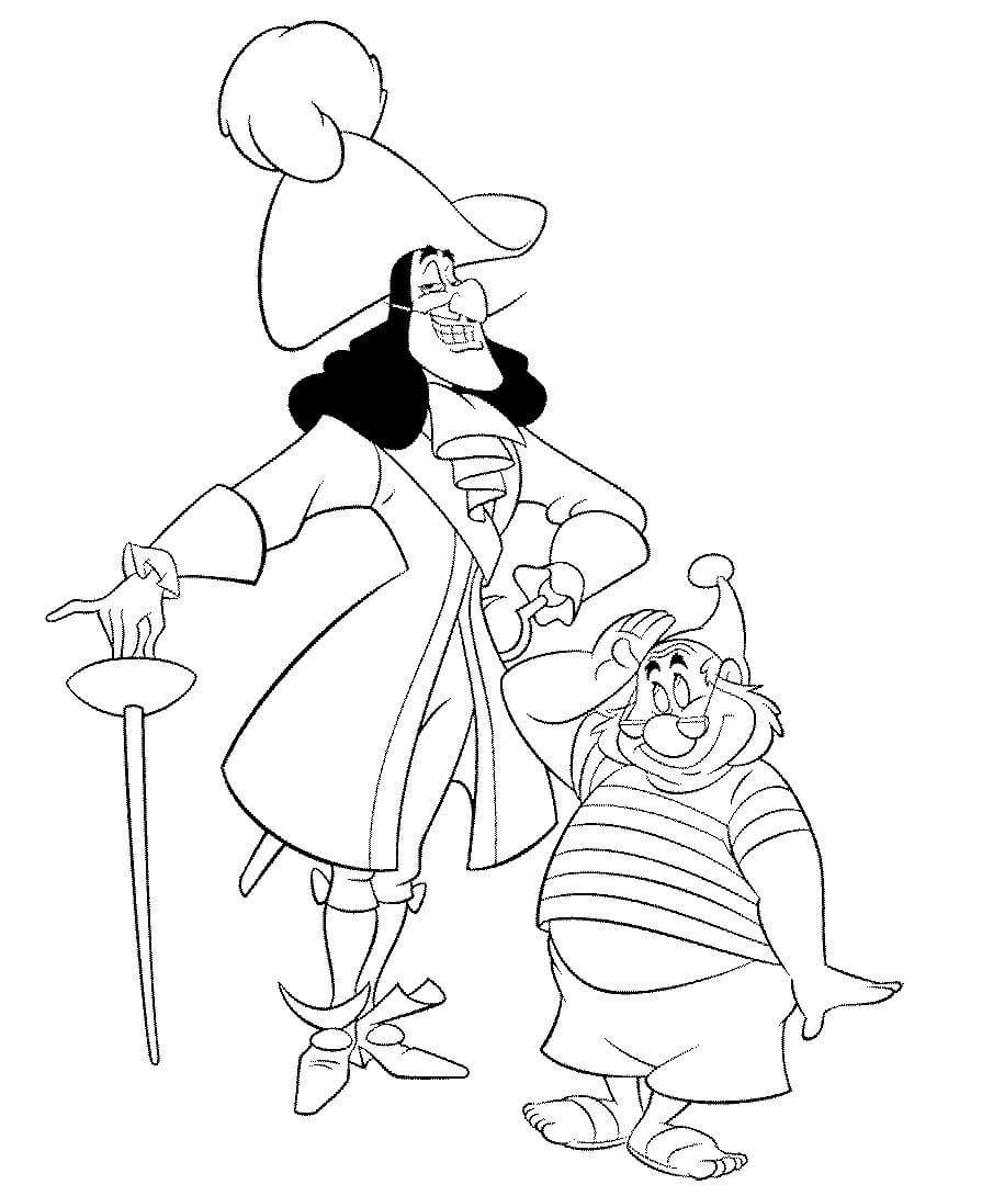 dibujo capitan garfio y smee para colorear