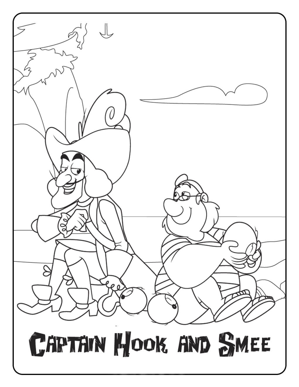 dibujo capitan hook y smee divertido para colorear