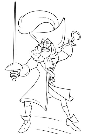 Dibujo de Capitán Garfio Aterrador para Colorear y Imprimir