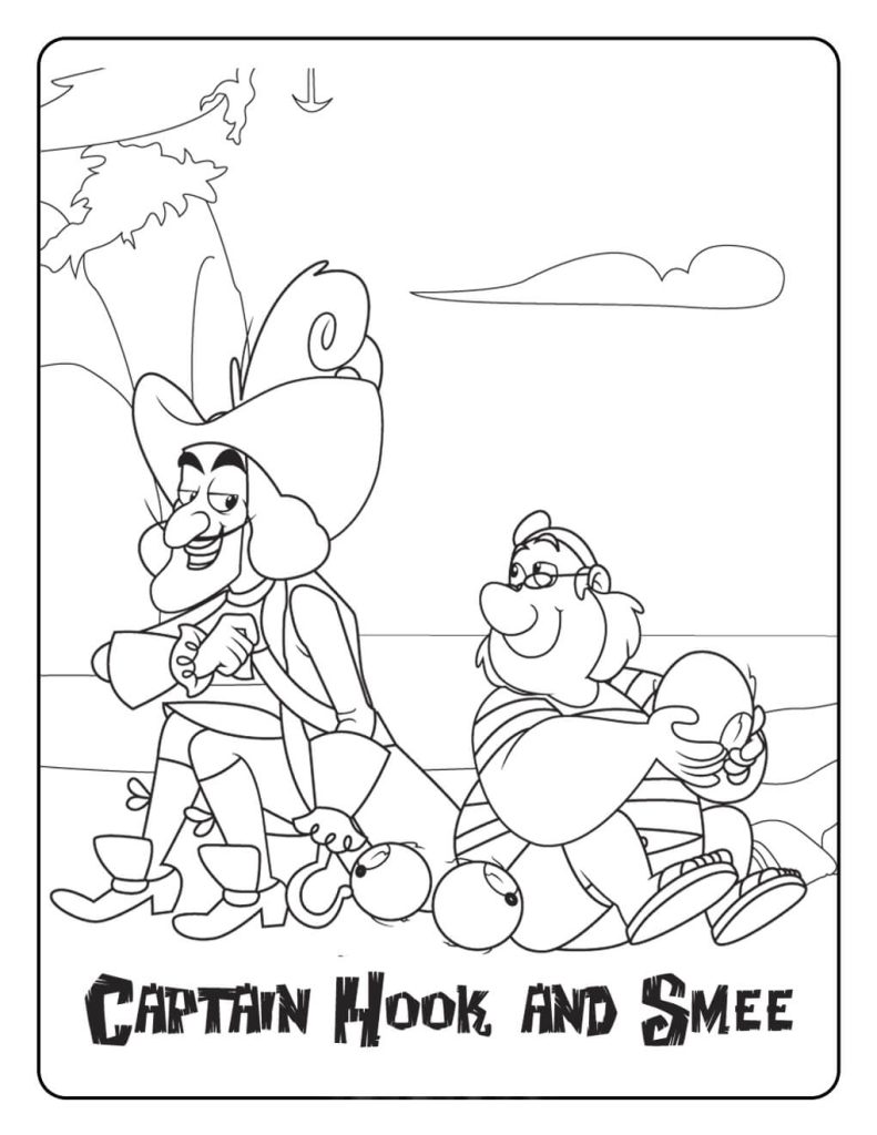 Dibujo de Capitán Hook y Smee Divertido para Colorear y Imprimir