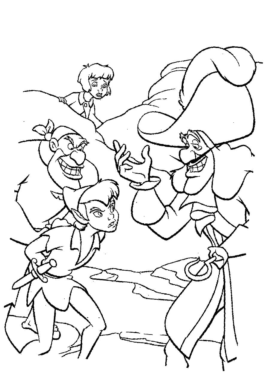 dibujo peter pan fue capturado por el capitan hook para colorear