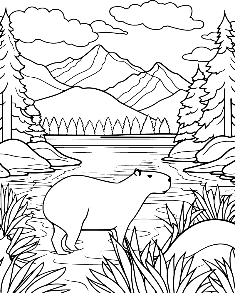dibujo capibara para imprimir gratis para colorear