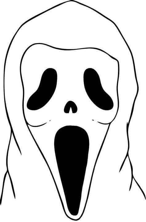 Dibujo de Bonita Cara de Fantasma para Colorear y Imprimir