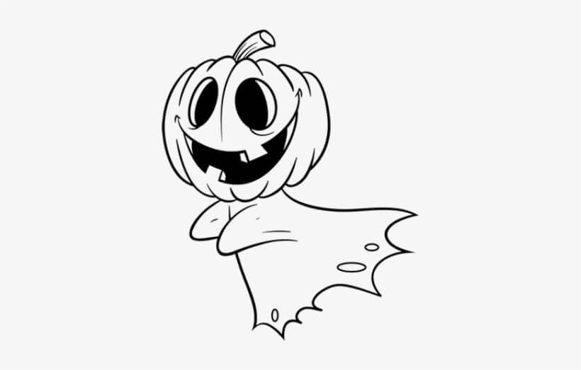 Dibujo de Calabaza Cara Fantasma para Colorear y Imprimir