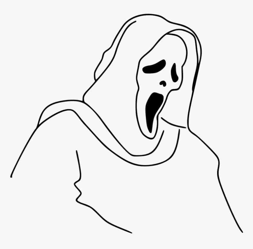 Dibujo de Cara de Fantasma de Halloween para Colorear y Imprimir