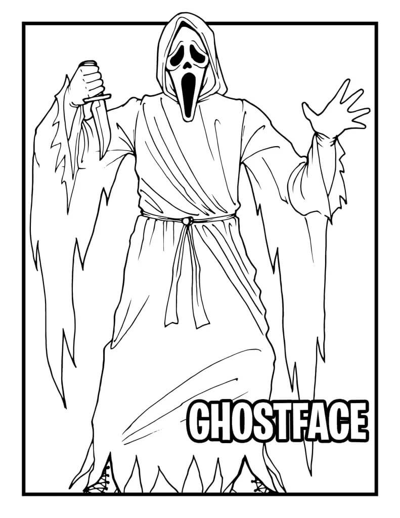 Dibujo de Cara de Fantasma Simple para Colorear y Imprimir