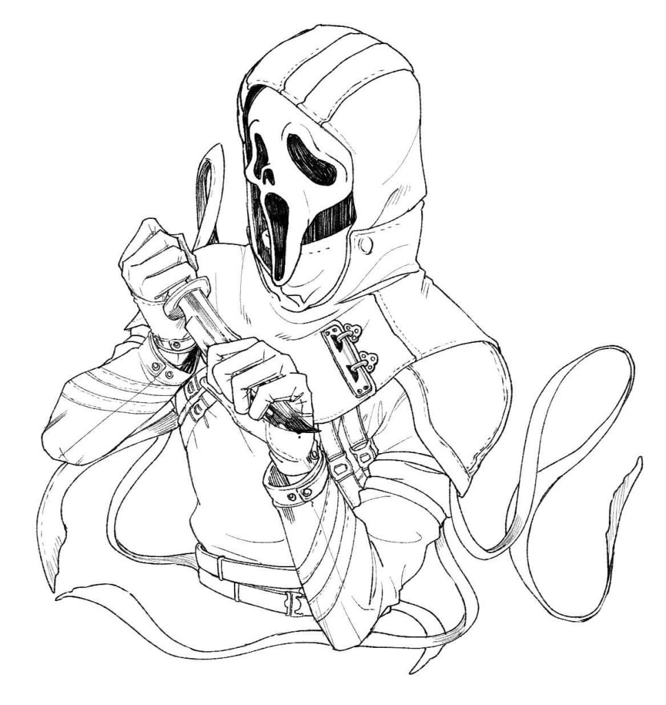 Dibujo de Cara Fantasma Básica para Colorear y Imprimir