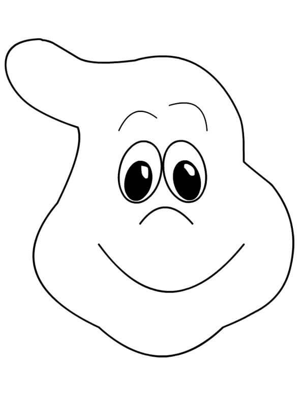 Dibujo de Cara Fantasma Sonriendo para Colorear y Imprimir
