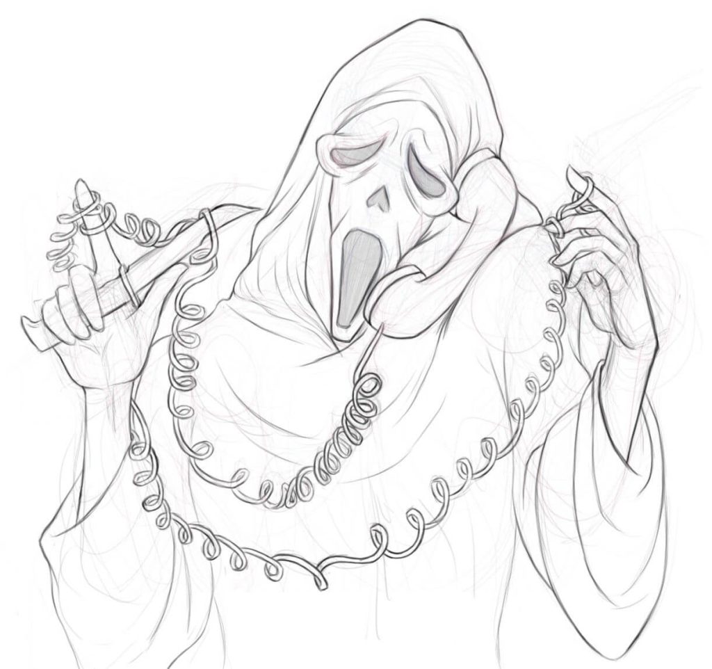 Dibujo de Dibujo de Cara de Fantasma para Colorear y Imprimir
