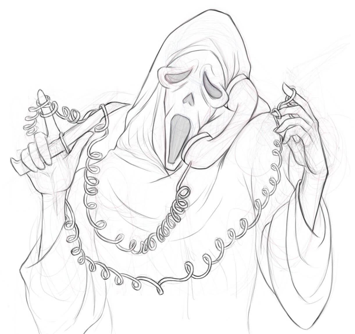 Dibujo de Dibujo de Cara de Fantasma para Colorear y Imprimir