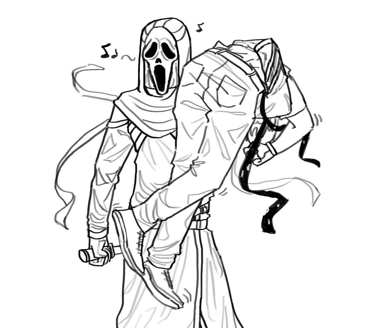 Dibujo de Gran Cara de Fantasma para Colorear y Imprimir