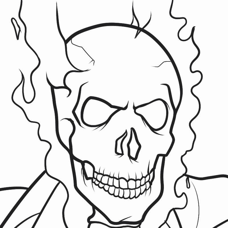 Dibujo de Jinete Fantasma Cara para Colorear y Imprimir